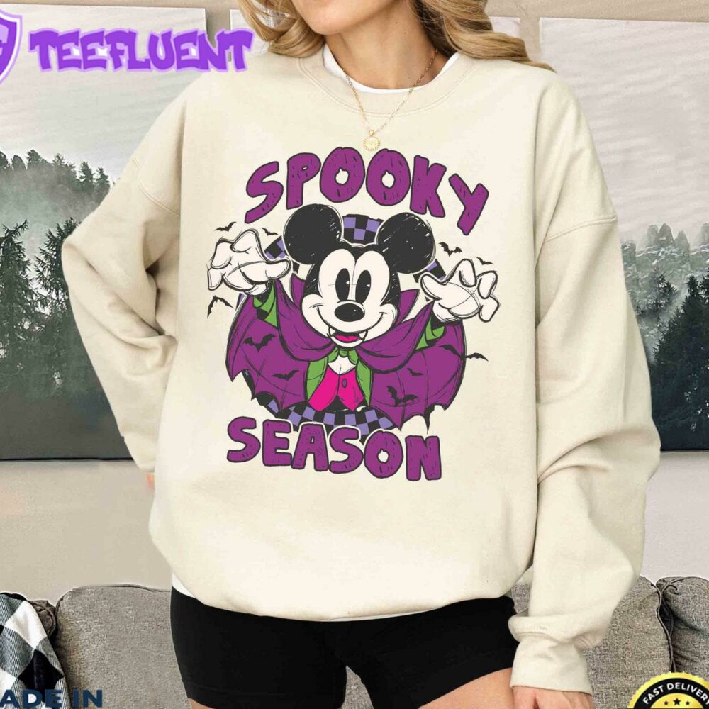 Retro Mickey Dracula Halloween Shirt Spooky Season Disney Trip Tee Not So Scary Halloween Gift