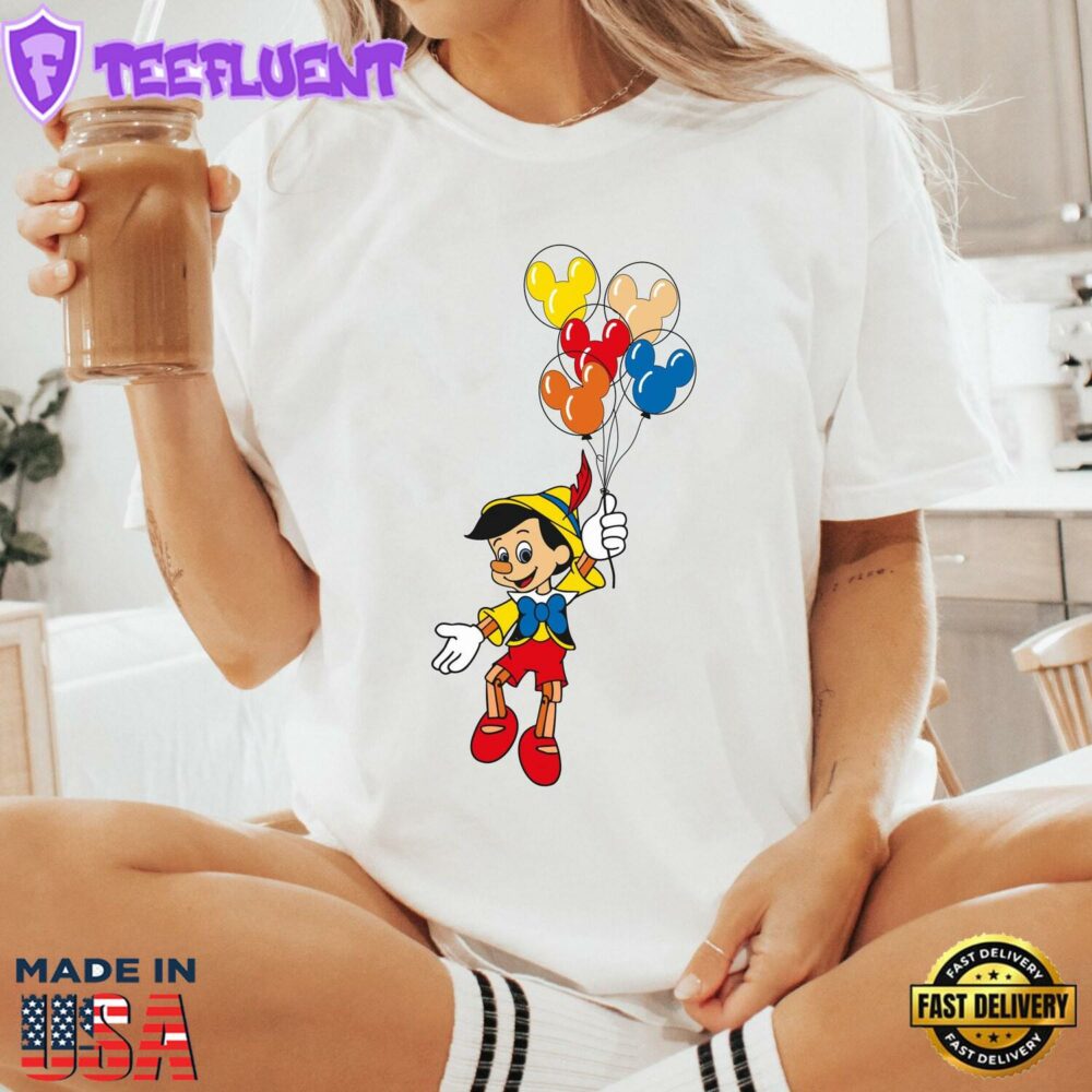 Retro Pinocchio Mickey Balloon Comfort Colors Shirt Disney Movie Tee Disneyland Vacation Outfit