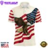 Retro Waving American Flag Mens Golf Polo Shirt Eagle