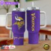 Rhinestone Bling Minnesota Vikings NFL Sports Custom Stanley Quencher 40oz Stainless Steel Tumbler With Handle
