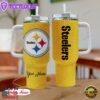 Rhinestone Bling Pittsburgh Steelers NFL Sports Custom Stanley Quencher 40oz Stainless Steel Tumbler With Handle
