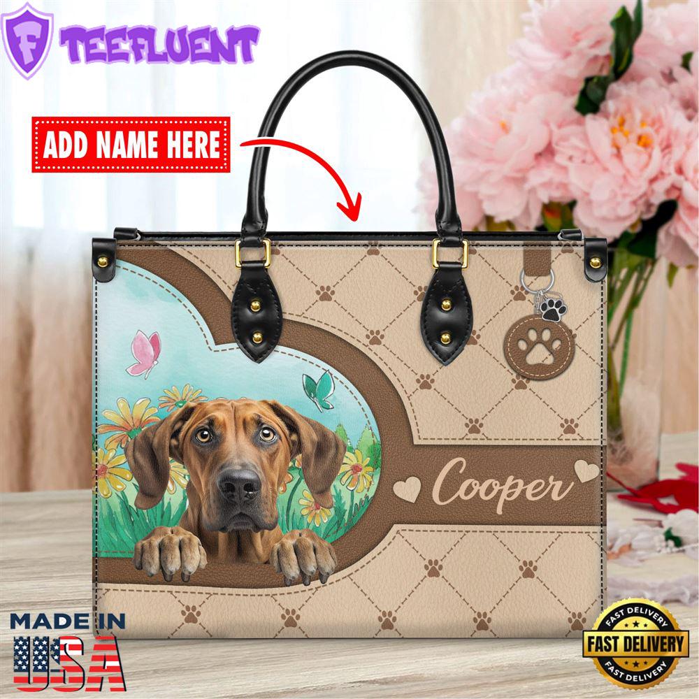 Rhodesian Ridgeback Dog Duccy Dog Lover Leather Handbag