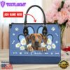 Rhodesian Ridgeback Dog Lover Leather Bag With Daisy Flowers