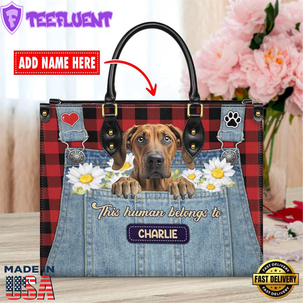 Rhodesian Ridgeback Dog This Human Belongs To Leather Handbag