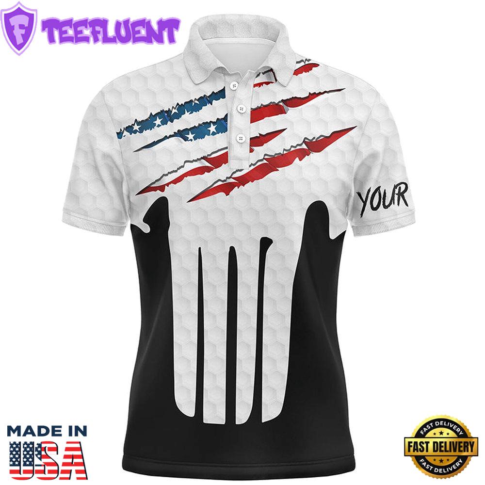 Ripped American Flag Golf Polo Shirts Custom Usa