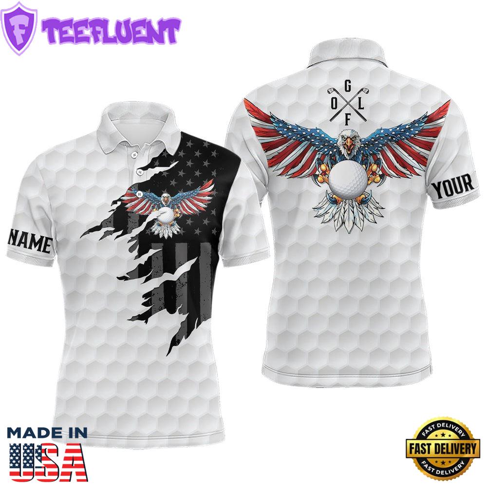 Ripped American Flag Golf Polos Custom Us Eagle