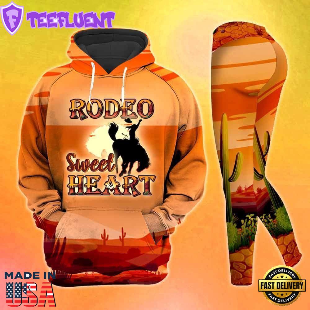Rodeo Girl All Over Print Leggings Hoodie Set Outfit For Women Gift Xmas