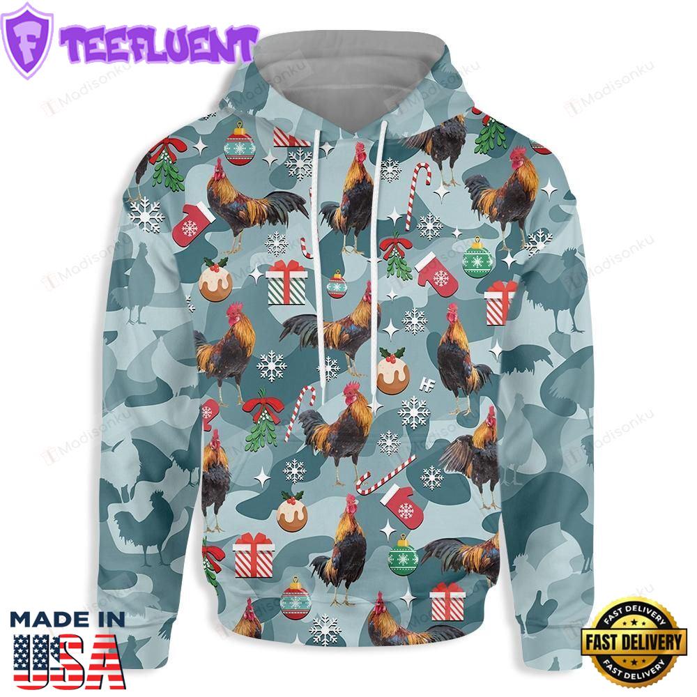 Rooster Christmas Hoodie All Over Print