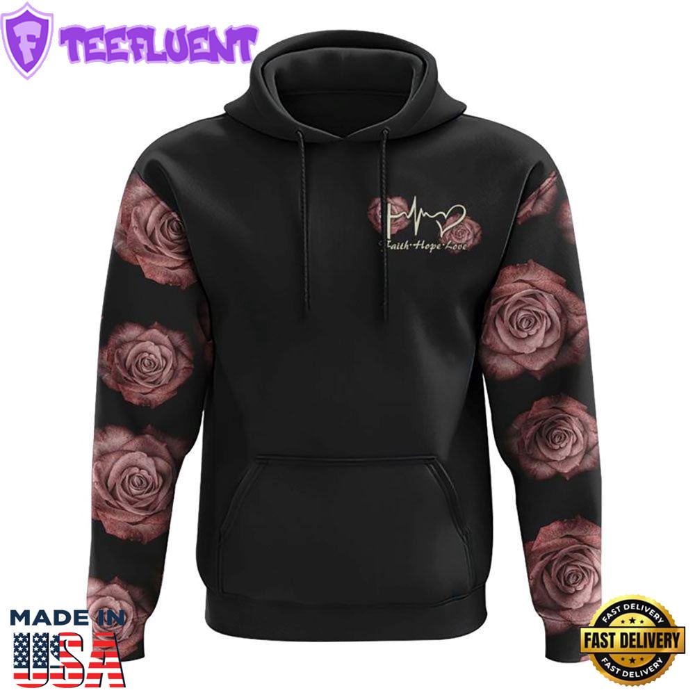 Rose Wings Cross Light 3D Hoodie