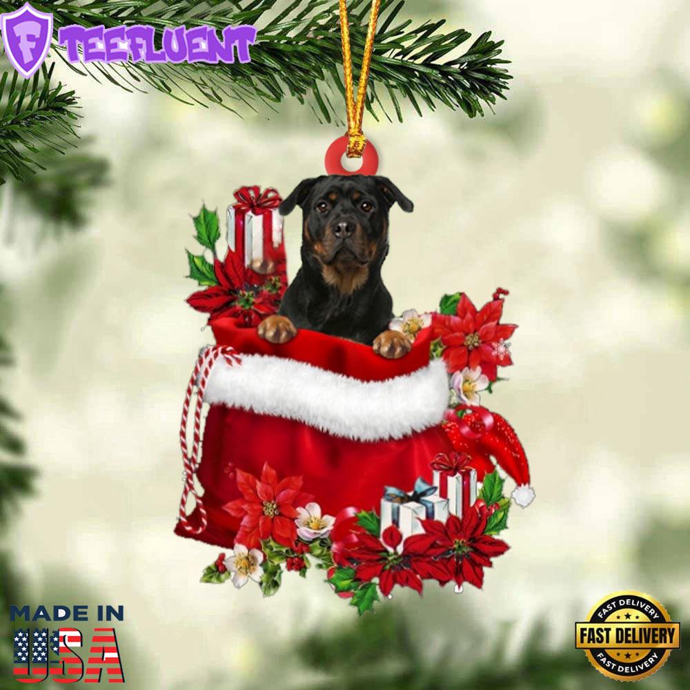 Rottweiler 2 In Gift Bag Christmas Ornament, Gift For Christmas