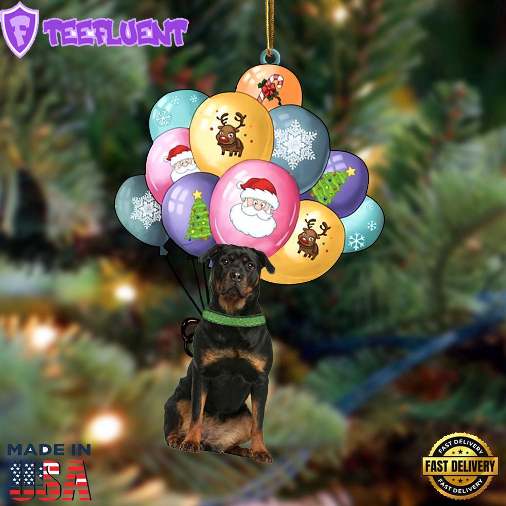 Rottweiler 2 With Balloons Christmas Ornament, Gift For Christmas
