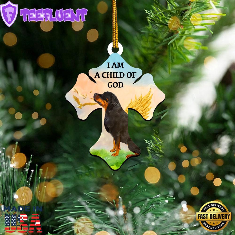 Rottweiler Child Of God Ornament, Gift For Christmas