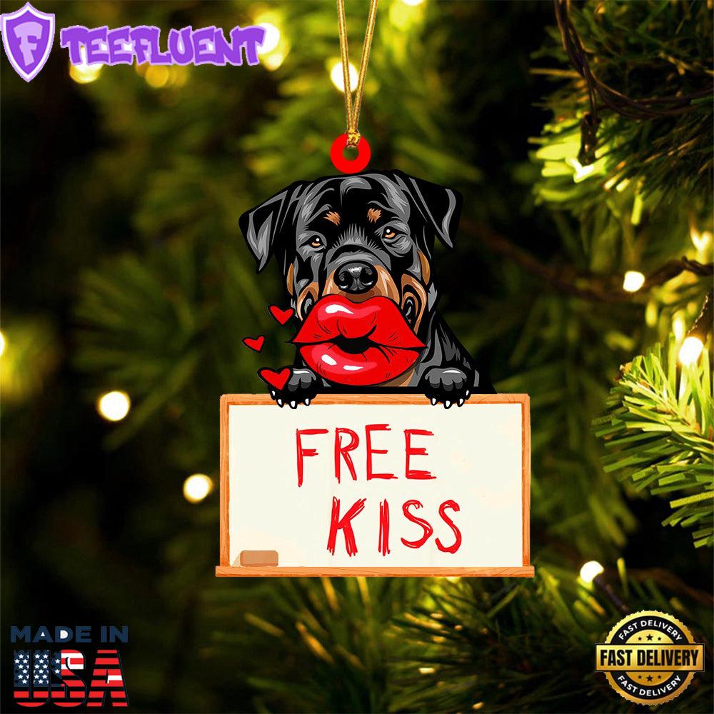 Rottweiler Free Kiss Christmas Ornament, Gift For Christmas