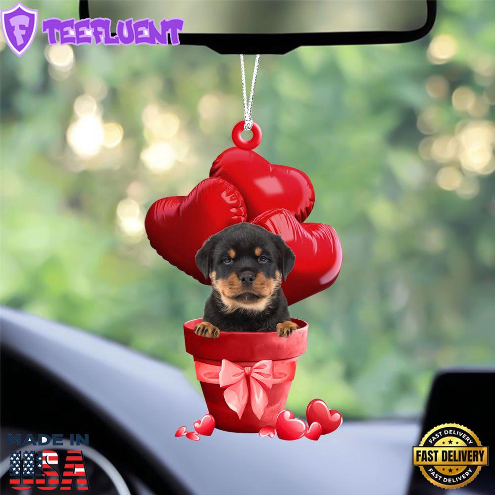 Rottweiler Red Heart Balloon Ornament, Gift For Christmas