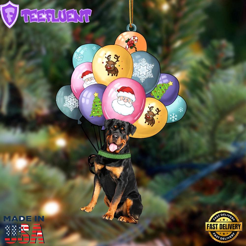 Rottweiler With Balloons Christmas Ornament, Gift For Christmas