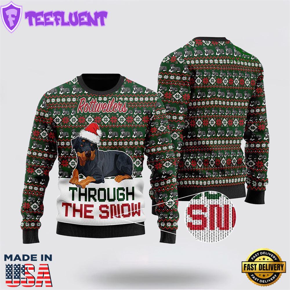 Rottweilers Through The Snow Ugly Christmas Sweater For Men And Women