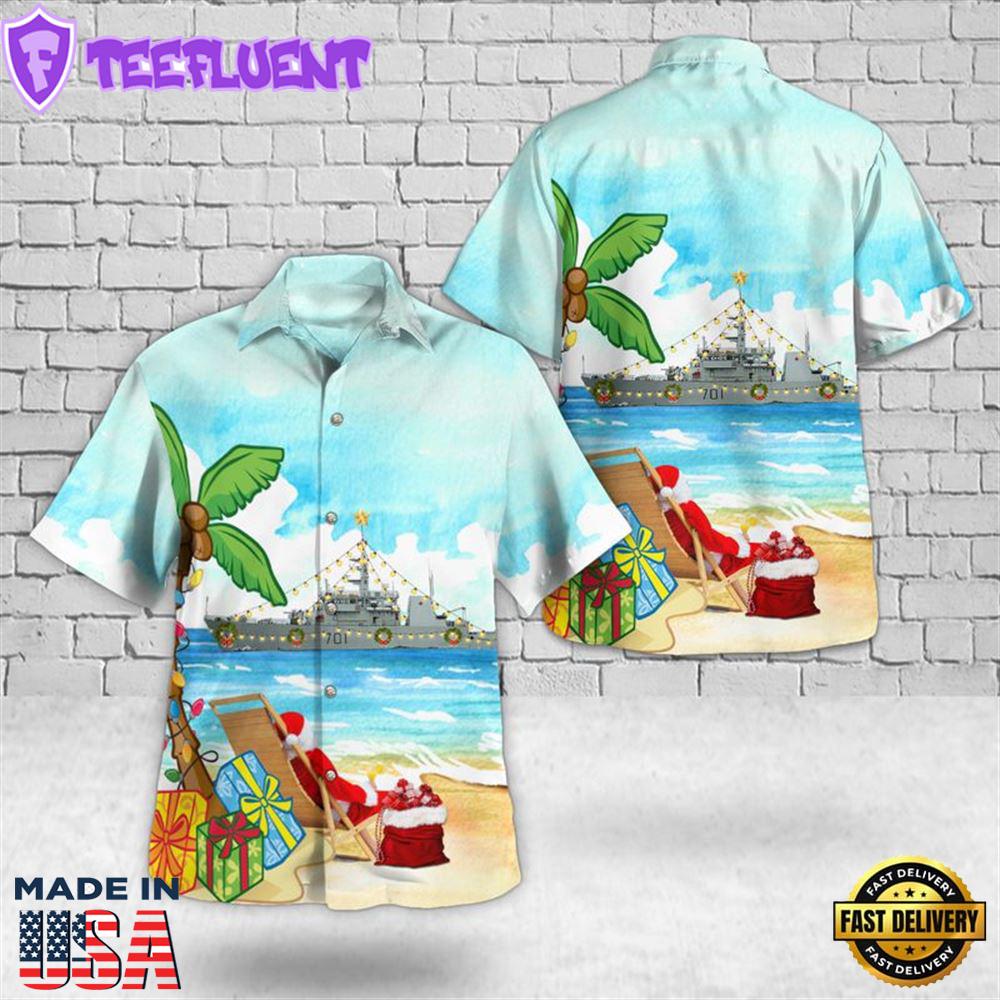 Royal Canadian Navy HMCS Glace Bay (MM 701) Christmas Hawaiian Shirt