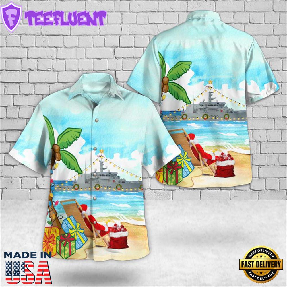 Royal Canadian Navy HMCS Nanaimo (MM 702) Christmas Hawaiian Shirt