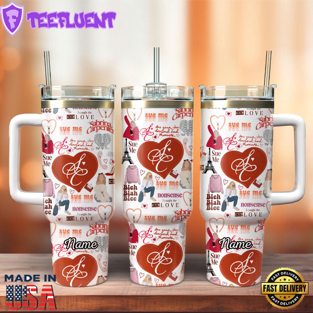 Sabrina Carpenter Music Movie Custom Stanley Quencher 40oz Stainless Steel Tumbler With Handle
