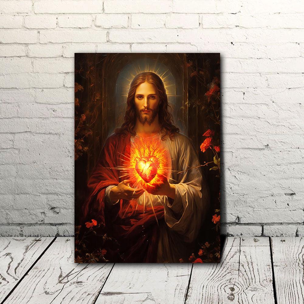 Sacred Heart of Jesus Canvas Jesus' The Savior Canvas Poster Wall Art