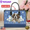 Saint Bernard Dog Lover Leather Bag With Daisy Flowers