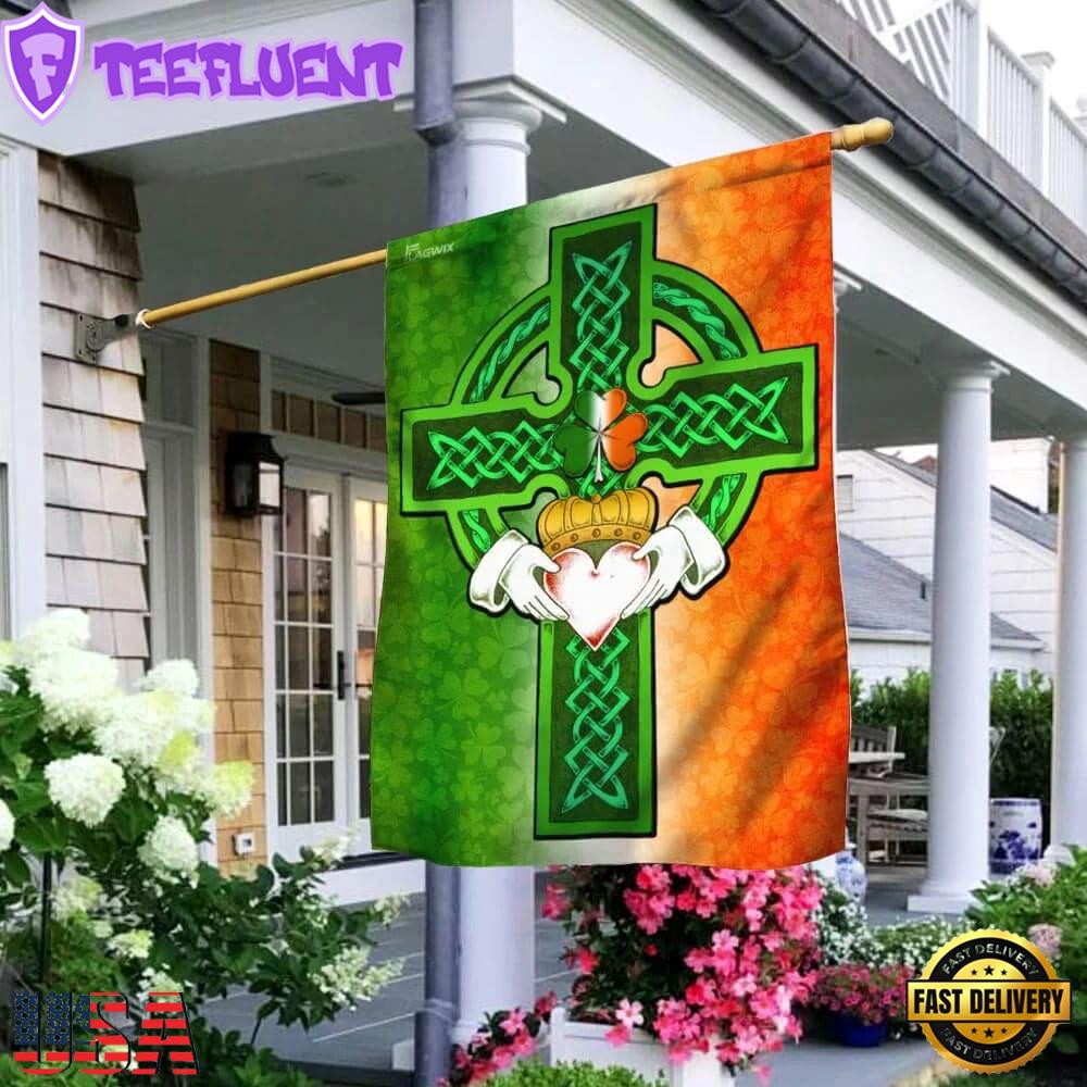 Saint Patricks Day Irish Celtic Cross House And Garden Flag Decor