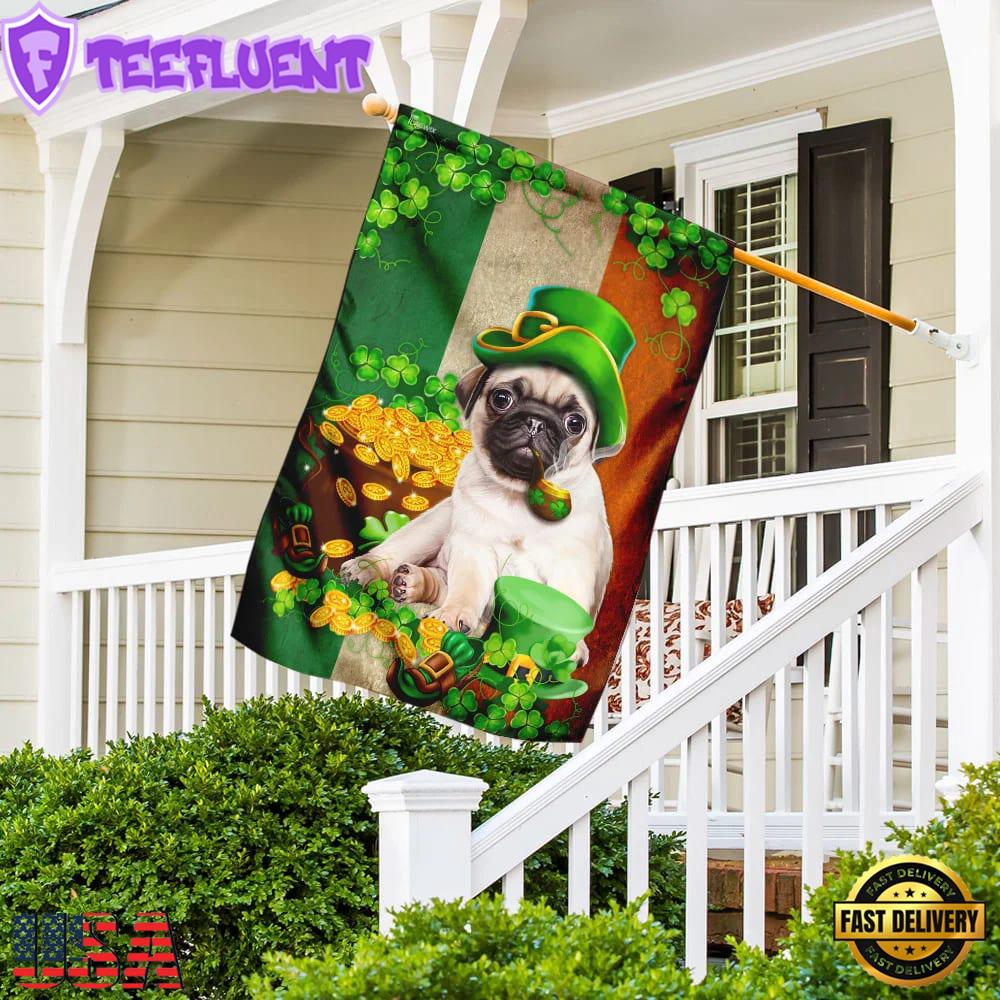 Saint Patrick's Day Pug IrishHouse And Garden Flag Decor