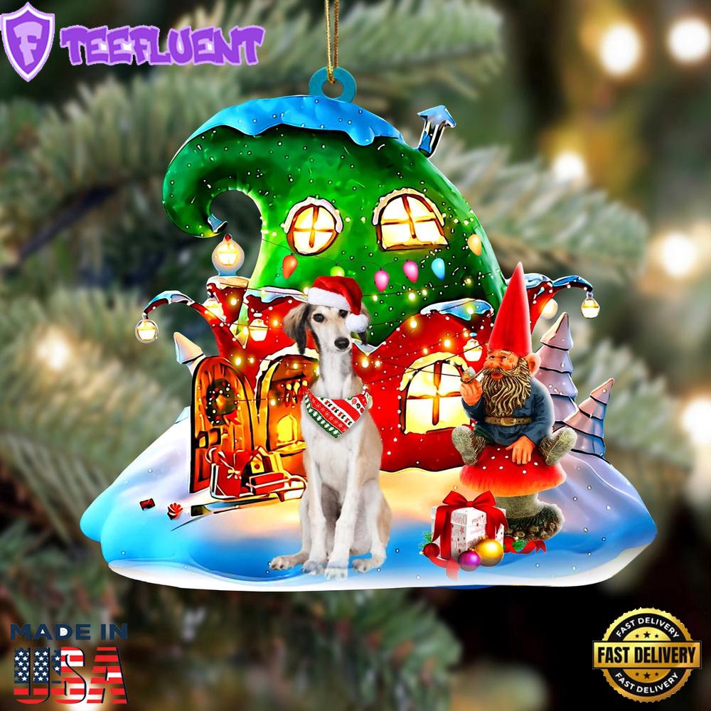 Saluki With Rudolph's House Christmas Ornament, Gift For Christmas