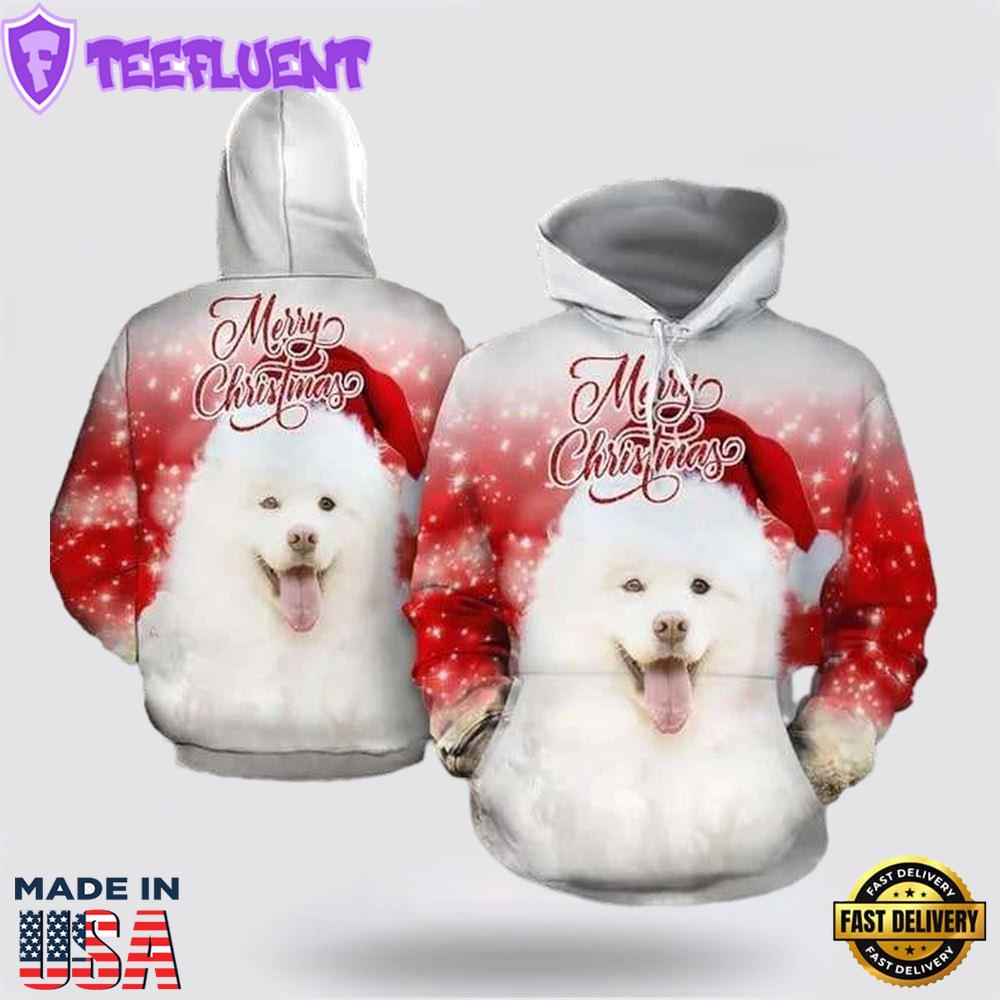 Samoyed Christmas Funny All Over Print 3D Hoodie