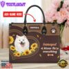 Samoyed Dog Kisses Fix Everything Leather Handbag