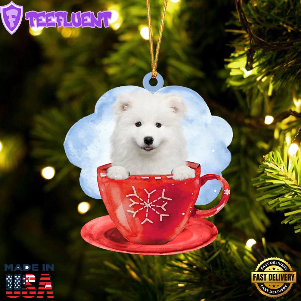 Samoyed On The Cup Christmas Ornament, Gift For Christmas