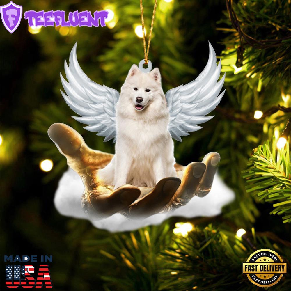 Samoyed On The Hands Of Jesus Ornament, Gift For Christmas