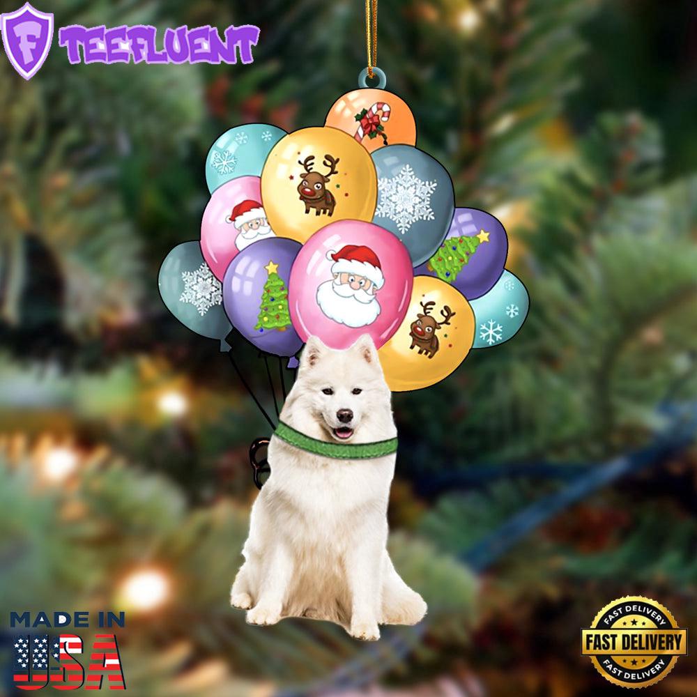 Samoyed With Balloons Christmas Ornament, Gift For Christmas