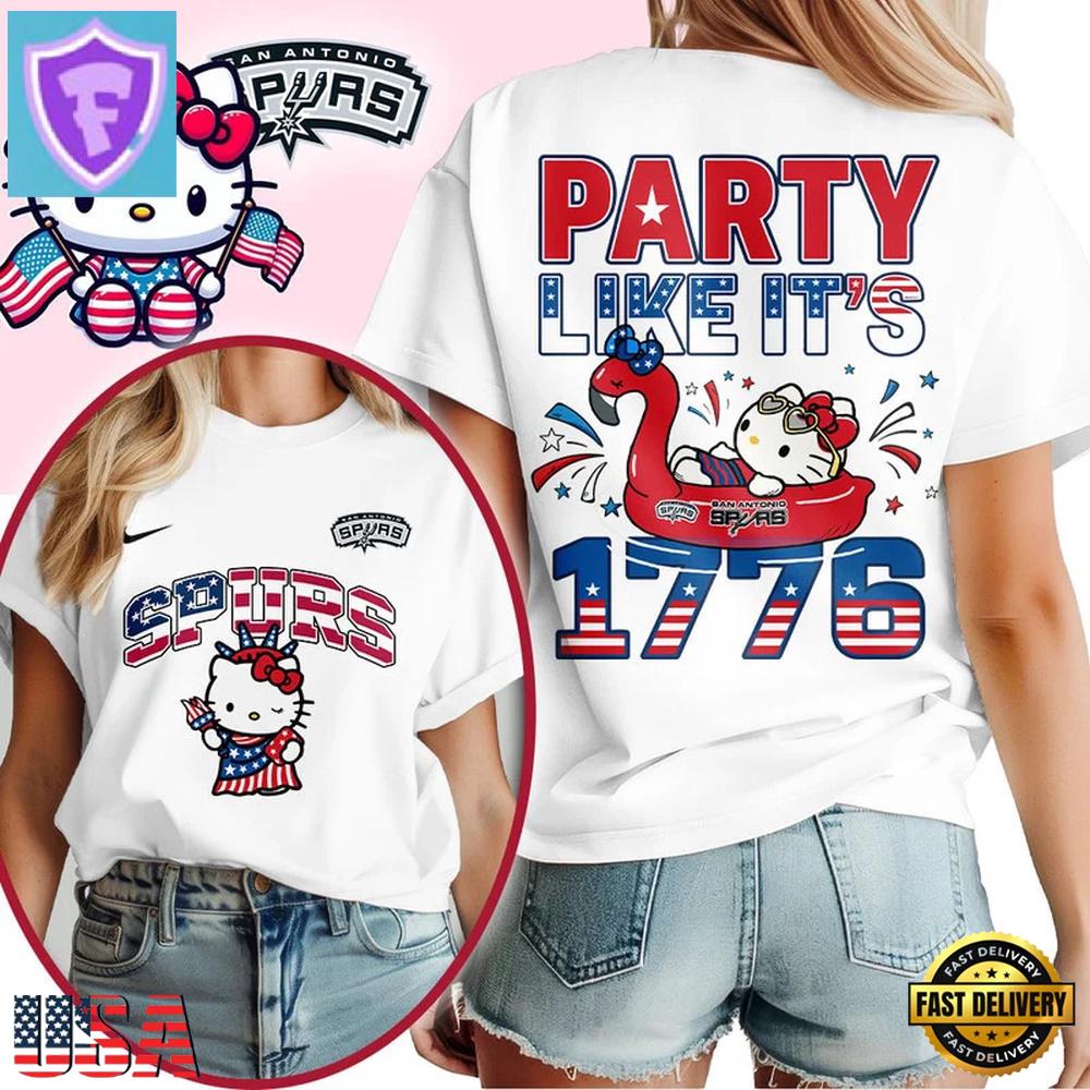 San Antonio Spurs 2026 NBA Hello Kitty Independence Day Unisex 3D Shirt