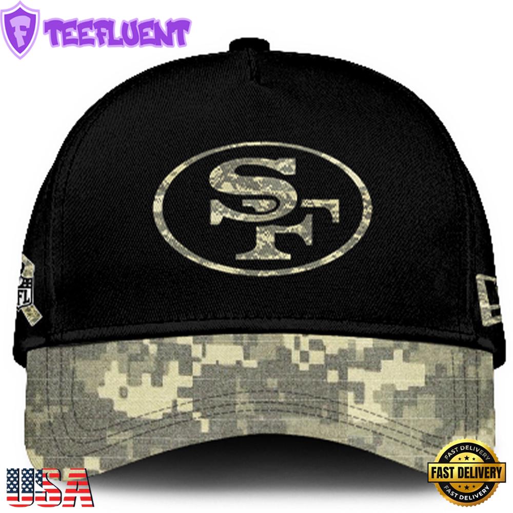 San Francisco 49ers 2024 Salute to Service Club Black Camo Cap Gift For Veteran