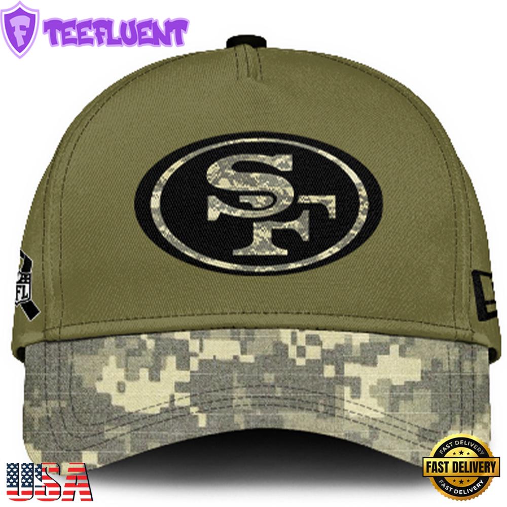 San Francisco 49ers 2024 Salute to Service Club Green Camo Cap Gift For Veteran