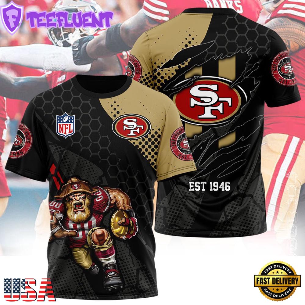 San Francisco 49ers Mascot All Over Print T-Shirt For Fans