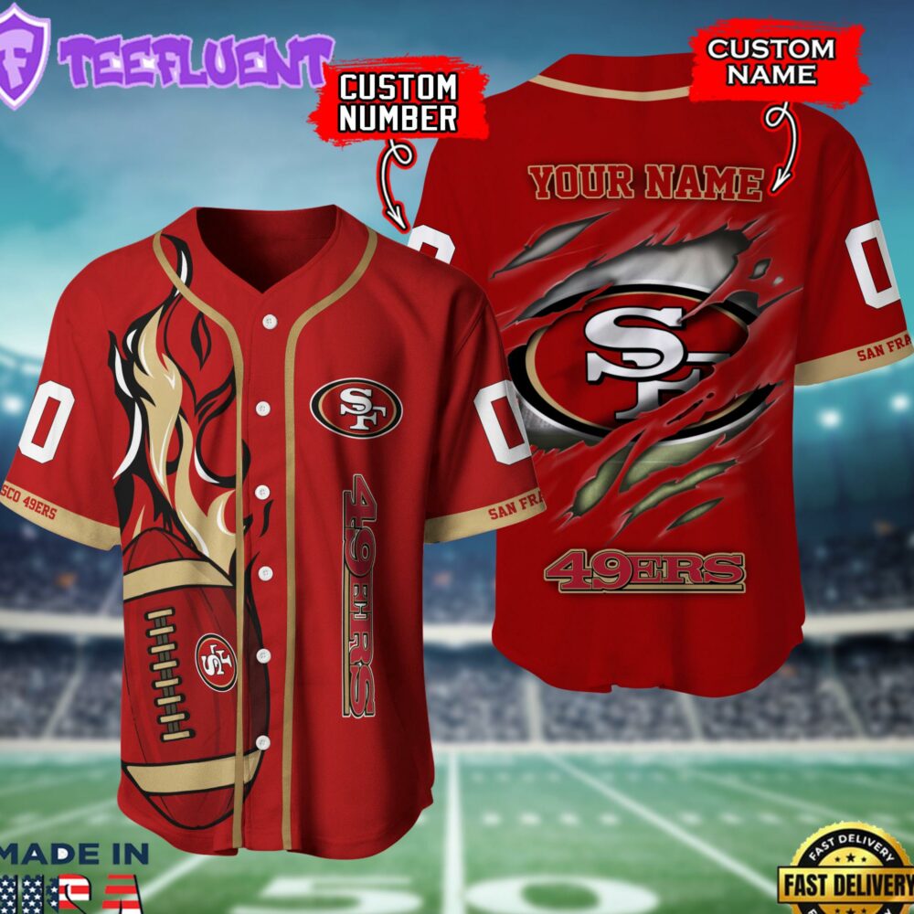 San Francisco 49ers NFL 3D Personalized Baseball Shirt For Fans