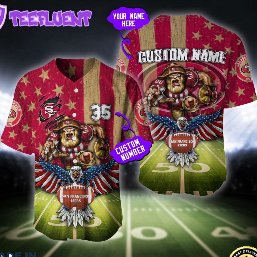 San Francisco 49ers NFL Baseball Jersey Custom Shirt For Fans