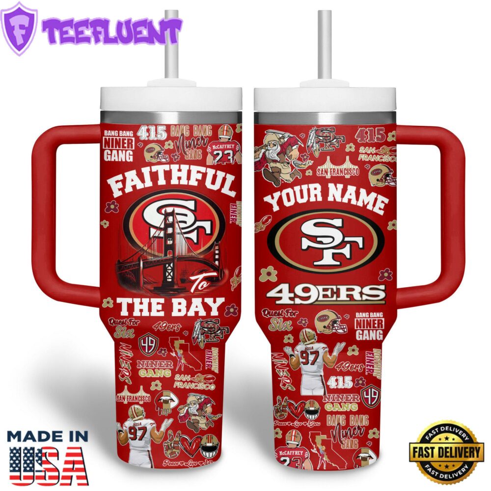 San Francisco 49ers NFL Custom Stanley Quencher 40oz Stainless Steel Tumbler