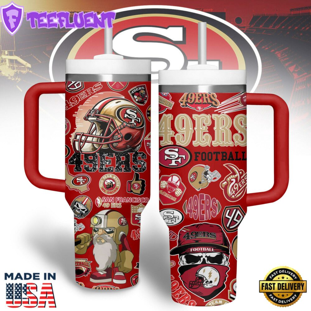 San Francisco 49ers NFL Custom Stanley Quencher 40oz Stainless Steel Tumbler With Handle