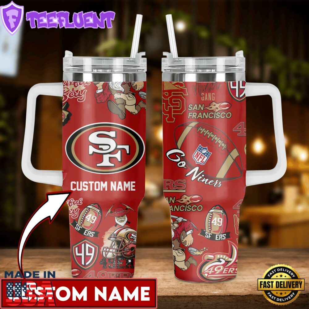 San Francisco 49ers NFL Custom Stanley Quencher 40oz Stainless Steel Tumbler With Handle