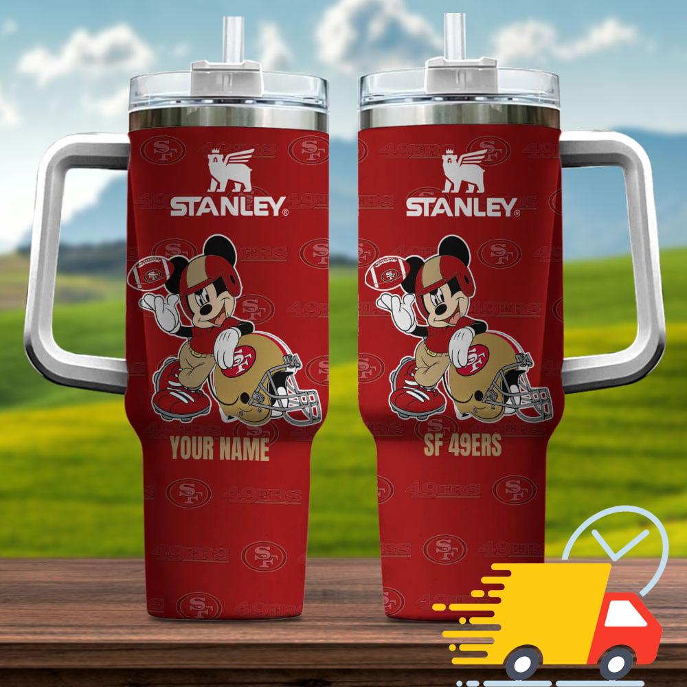 San Francisco 49ers NFL Mickey Mouse Custom Stanley Quencher 40oz Stainless Steel Tumbler With Handle