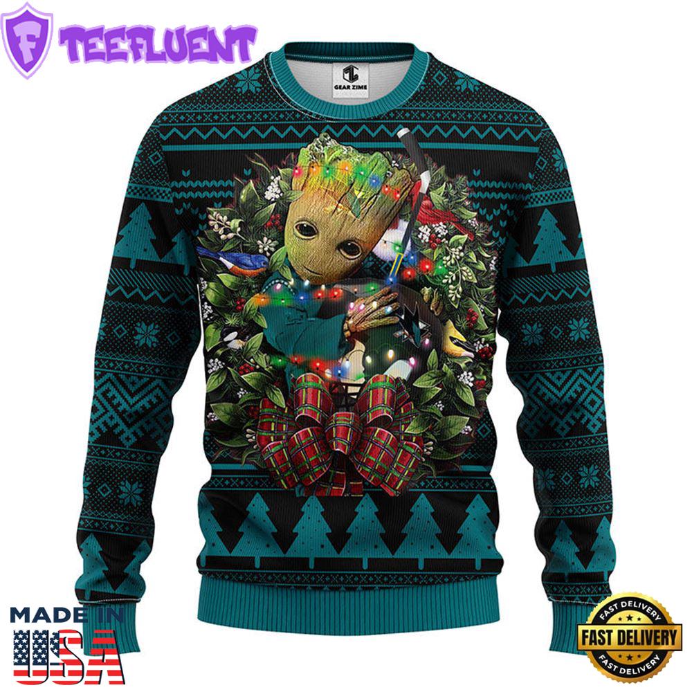 San Jose Sharks Groot Hug Christmas Ugly Sweater Sport For Fan