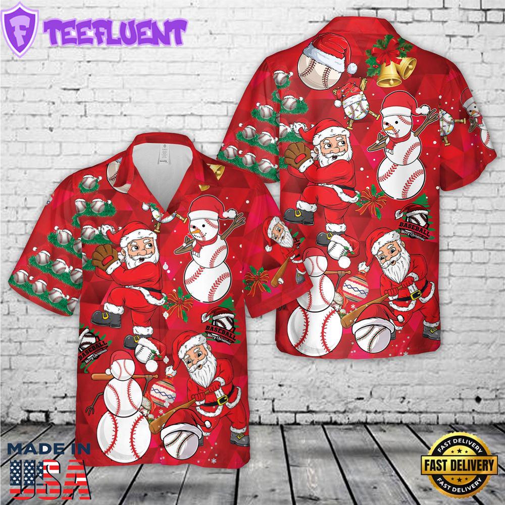 Santa Baseball Christmas Hawaiian Shirt