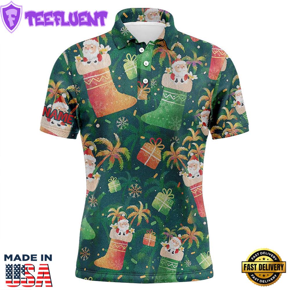 Santa Christmas Socks Green Golf Men Polo Shirt Funny