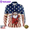 Santa Christmas Vintage American Flag Mens Golf Polo Shirts Funny Gift Xmas 2 Santa Christmas Vintage American Flag Mens Golf Polo Shirts Funny