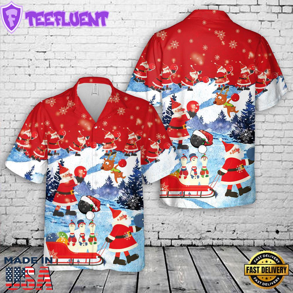 Santa Claus Bowling Christmas Hawaiian Shirt