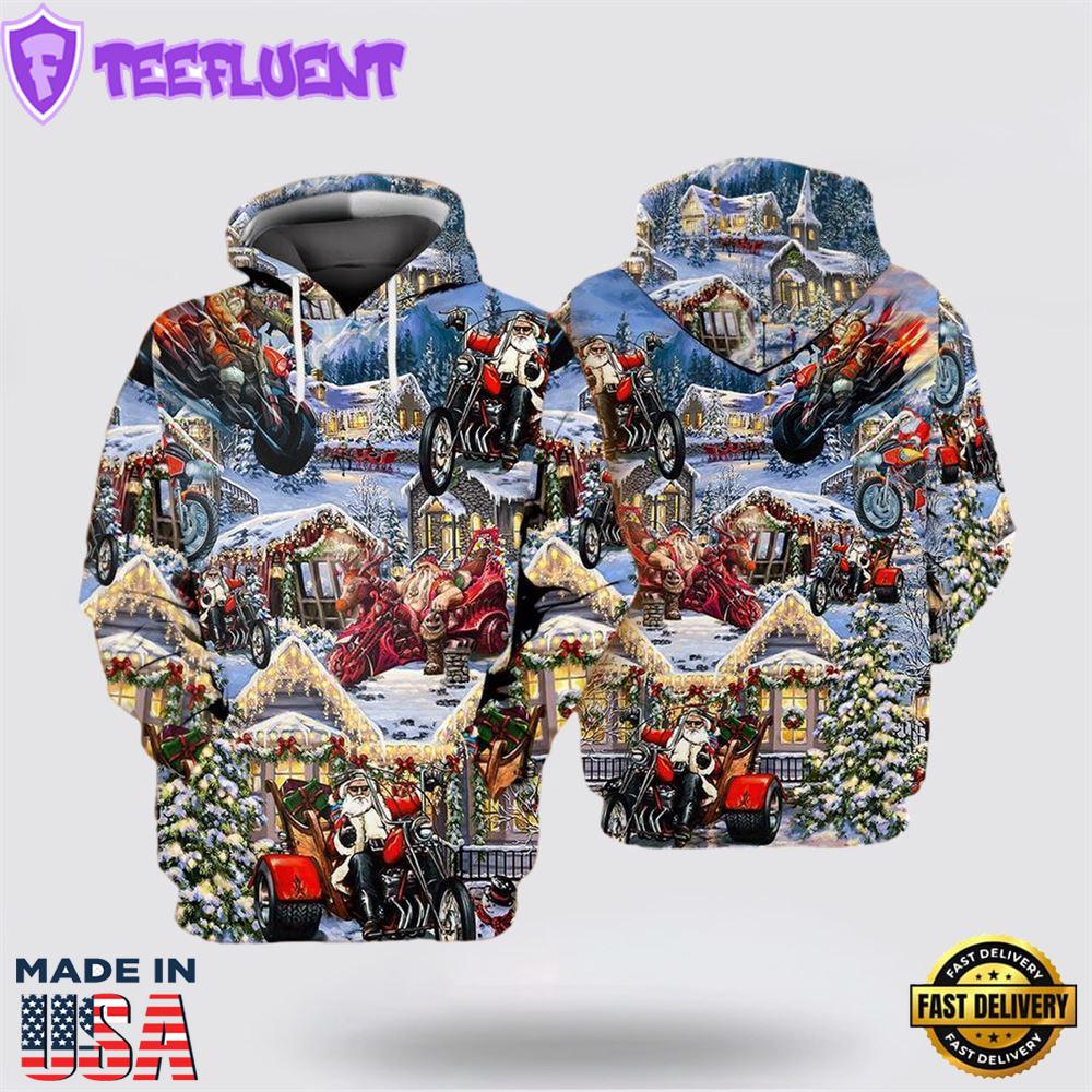 Santa Claus Christmas 2 All Over Print 3D Hoodie