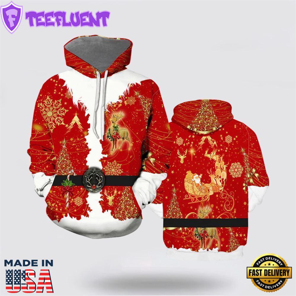Santa Claus Costume for Christmas Cool All Over Print 3D Hoodie